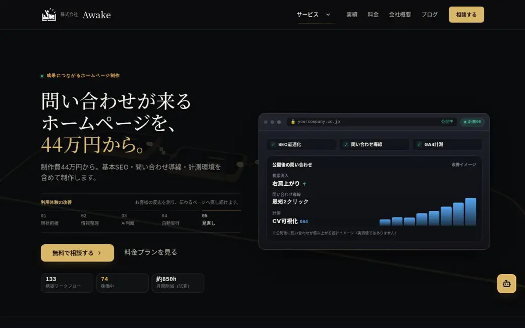 ホームページ制作のページ